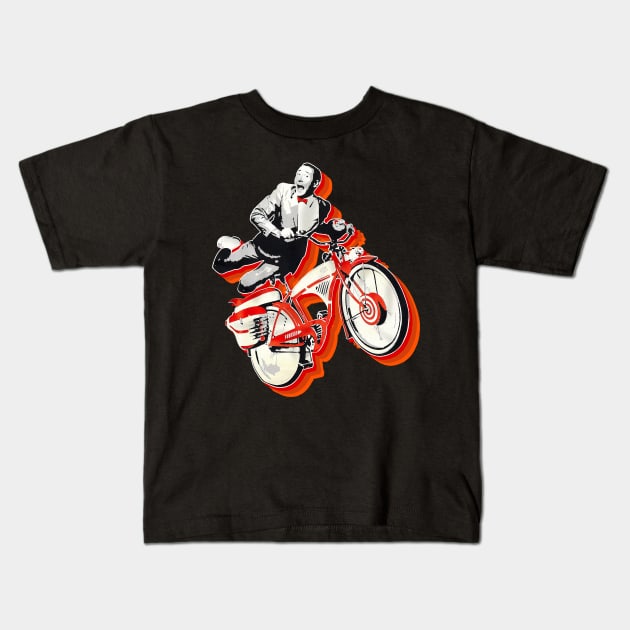 Pee Wee Herman Bicyle Jump Retro Kids T-Shirt by projeksambat